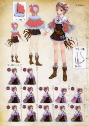 Rule 34 | 1girl, ^ ^, absurdres, atelier (series), atelier rorona, atelier totori, belt, blue eyes, blush, boots, brown dress, cape, capelet, character sheet, closed eyes, concept art, dress, expressions, female focus, frills, full body, gradient background, hat, highres, jewelry, kishida mel, legs, long hair, long sleeves, multiple views, non-web source, official art, open mouth, partially colored, pink hair, rororina fryxell, simple background, skirt, smile, striped clothes, striped headwear, tears, turnaround, variations, vertical-striped clothes, vertical-striped headwear, white background