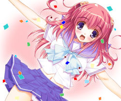 Rule 34 | himemiya arisu, panties, pantyshot, pastel (game), pink hair, purple eyes, school uniform, serafuku, solo, twintails, underwear, yuki usagi