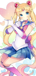 Rule 34 | 10s, 1girl, bishoujo senshi sailor moon, bishoujo senshi sailor moon crystal, blue eyes, blue sailor collar, blue skirt, blush, boots, bow, brooch, double bun, earrings, elbow gloves, gloves, greyradian, hair ornament, hairclip, heart, heart background, jewelry, knee boots, long hair, pleated skirt, pointing, pointing at viewer, red bow, red footwear, sailor collar, sailor moon, skirt, smile, solo, sparkle, stephanie lee, tsuki ni kawatte oshioki yo, tsukino usagi, twintails, very long hair, white gloves