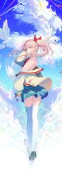 Rule 34 | 1other, :p, absurdres, akiyama mizuki, androgynous, bird, black footwear, blue skirt, blue sky, blush, bow, bowtie, cellphone, cloud, cloudy sky, day, dl (dl 6ix), from behind, full body, hair bow, hair ornament, highres, jacket, kamiyama high school uniform (project sekai), long hair, looking at viewer, looking back, off shoulder, open clothes, open jacket, outdoors, phone, pigeon, pink eyes, pink hair, pink shirt, plaid, plaid skirt, project sekai, red bow, red bowtie, school uniform, shirt, skirt, sky, solo, striped bow, striped bowtie, striped clothes, thighhighs, tongue, tongue out, twintails, white jacket, white thighhighs, zettai ryouiki