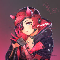 Rule 34 | 1girl, animification, apex legends, black bodysuit, black gloves, black headwear, black jacket, blue eyes, bodysuit, cyber punked wattson, cyberpunk, eyepatch, gloves, horns, jacket, looking at viewer, mechanical arms, nessie (respawn), official alternate costume, one eye covered, own hands together, pink hair, pink lips, portrait, single glove, single mechanical arm, smile, solo, taozechi momoakai, wattson (apex legends)