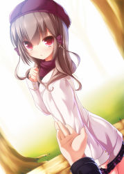 Rule 34 | 1boy, akaimo satsuma, blush, bow, brown hair, coat, crossdressing, dress, hair bow, hat, long hair, looking at viewer, male focus, md5 mismatch, open mouth, original, pov, red eyes, ribbon, school uniform, skirt, syroh, trap, twintails