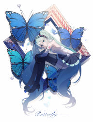Rule 34 | 1girl, absurdly long hair, absurdres, arm tattoo, black skirt, blue hair, breasts, bug, butterfly, closed mouth, detached sleeves, from side, full body, green eyes, hair between eyes, hair ornament, hatsune miku, hatsune miku (nt), headphones, high heels, highres, insect, kanvien, leaning forward, long hair, long sleeves, looking at viewer, miniskirt, number tattoo, pleated skirt, see-through, see-through sleeves, shirt, sitting, skirt, sleeveless, sleeveless shirt, small breasts, solo, tattoo, thighhighs, title, twintails, very long hair, vocaloid, white shirt, zettai ryouiki