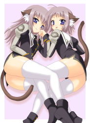 Rule 34 | 00s, 2girls, animal ears, cat ears, cat tail, familiar, liese aria, liese lotte, lyrical nanoha, magical girl, mahou shoujo lyrical nanoha, mahou shoujo lyrical nanoha a&#039;s, multiple girls, saki chisuzu, siblings, sisters, tail, thighhighs, twins