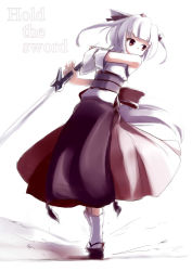 1girl animal_ears female_focus highres inubashiri_momiji short_hair simple_background solo sword touhou tsubasa_(abchipika) weapon white_background wolf_ears