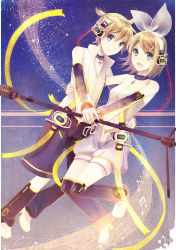 Rule 34 | 1boy, 1girl, absurdres, amamizu (pixiv), blonde hair, blue eyes, brother and sister, headphones, highres, kagamine len, kagamine len (append), kagamine rin, kagamine rin (append), siblings, twins, usui (tripcube), vocaloid, vocaloid append