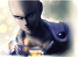 Rule 34 | 1boy, akari marco, bald, black eyes, cape, collarbone, dated, highres, male focus, one-punch man, portrait, saitama (one-punch man), serious, signature, solo