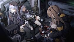 Rule 34 | 404 (girls&#039; frontline), 4girls, armband, artist request, assault rifle, bandages, beret, black hoodie, black jacket, black ribbon, blunt bangs, brown hair, bullet, bullpup, caseless firearm, closed eyes, cross, cross hair ornament, elbow rest, fingerless gloves, first aid kit, g11 (girls&#039; frontline), game cg, girls&#039; frontline, gloves, green eyes, green headwear, green jacket, grey hair, gun, h&amp;k g11, h&amp;k hk416, hair between eyes, hair ornament, hair ribbon, hairclip, hat, head rest, heckler &amp; koch, helianthus (girls&#039; frontline), helicopter interior, hk416 (girls&#039; frontline), hood, hoodie, injury, iron cross, jacket, knee pads, long hair, long sleeves, looking at another, lying, multiple girls, official art, on back, open mouth, pantyhose, parted lips, pouch, prototype design, red footwear, ribbon, rifle, scarf on head, shirt, shoes, sitting, skirt, smile, sneakers, spoilers, thigh pouch, thighhighs, torn clothes, torn pantyhose, torn thighhighs, twintails, ump45 (girls&#039; frontline), ump9 (girls&#039; frontline), very long hair, weapon, white gloves, white shirt, yellow armband