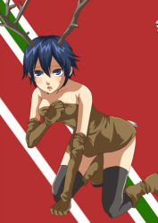 Rule 34 | atlus, christmas, horns, persona, persona 4, reindeer, shirogane naoto, short hair, solo, thighhighs