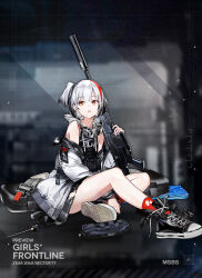 Rule 34 | 1girl, black bag, black footwear, black hair, black skirt, black vest, character name, colored tips, commentary, copyright name, cross-laced footwear, crossed legs, english commentary, fb msbs grot, full body, girls&#039; frontline, gun, headphones, holding, holding gun, holding weapon, jacket, load bearing vest, long sleeves, looking at viewer, msbs (girls&#039; frontline), multicolored hair, object request, official art, open clothes, open jacket, open mouth, over shoulder, pleated skirt, promotional art, red eyes, red hair, red socks, second-party source, shoes, short hair, side ponytail, simple background, sitting, skirt, sneakers, socks, solo, streaked hair, suppressor, torn clothes, torn jacket, torn skirt, torn socks, transparent background, vest, weapon, weapon case, weapon over shoulder, white hair, white jacket, x-red flower
