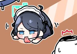 Rule 34 | 1boy, 1girl, ^^^, arima kana, aris (blue archive), aris (maid) (blue archive), doodle sensei (blue archive), black hair, blue archive, blue eyes, blush, chibi, cleaning, commentary request, halo, highres, l4ttekim, licking, licking floor, long hair, maid, maid headdress, official alternate costume, on floor, oshi no ko, parody, ponytail, robotic vacuum cleaner, sensei (blue archive), surprised, sweatdrop, vacuum cleaner