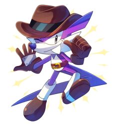Rule 34 | 1boy, belt, boots, brown belt, brown footwear, brown gloves, brown hat, fang, fang the sniper, full body, furry, furry male, gloves, grey eyes, hat, highres, looking at viewer, one eye closed, plus2sf, simple background, solo, sonic (series), sonic superstars, thumbs up, white background