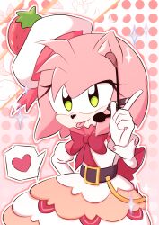 1girl alternate_costume amy_rose animal_ears animal_nose borrowed_design chinese_commentary commentary_request dress furry furry_female gloves green_eyes hat hedgehog_girl highres idol idol_amy_(kumo_zd) pink_fur pink_hair smile solo sonic_(series) variant_set white_gloves woyoukaishile723