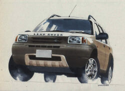 Rule 34 | artist name, car, commentary request, land rover, land rover freelander, motor vehicle, no humans, original, painting (medium), simple background, sports utility vehicle, traditional media, twitter username, vehicle focus, watercolor (medium), white background, white car, yasuyuki3080