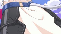 Rule 34 | 10s, animated, animated gif, ass, blush, breasts, convenient censoring, dog days, exploding clothes, leonmitchelli galette des rois, long hair, lowres, non-repeating animation, nude, open mouth, sideboob, solo, torn clothes, underboob, undressing, white hair