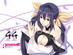 Rule 34 | 1girl, arc system works, blue hair, breasts, choker, cleavage, cleavage cutout, clothing cutout, dizzy (guilty gear), feathers, guilty gear, hair ribbon, highres, large breasts, long hair, re:versal!!, ribbon, smile, solo, tachibana yuu, twintails, very long hair, wallpaper
