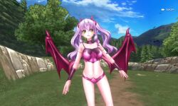 Rule 34 | 1girl, 3d, action taimanin, animated, ass, bikini, breasts, cosplay, curvy, defeat, demon girl, demon tail, demon wings, flying, highres, horns, lilim (taimanin asagi battle arena), lilith-soft, long hair, medium breasts, moaning, official alternate costume, pink bikini, pointy ears, ryona, screencap, sound, swimsuit, tagme, tail, taimanin (series), talking, twintails, video, wide hips, wings, yellow eyes