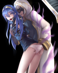 Rule 34 | 1boy, 1girl, absurdres, angry, arms behind back, ass, bdsm, blue eyes, blue hair, bondage, bound, breasts, cosplay, domino mask, fingering, fire emblem, fire emblem awakening, fire emblem heroes, gag, gagged, grabbing, grabbing another&#039;s breast, grima (fire emblem), hetero, highres, kiran (fire emblem), kiran (fire emblem) (cosplay), long hair, lucina (fire emblem), mask, nintendo, panties, robin (fire emblem), robin (male) (fire emblem), small breasts, standing, thighs, underwear, wiffle gag