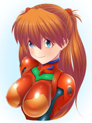Rule 34 | 1girl, adapted costume, alternate breast size, blue eyes, blush, bodysuit, breasts, brown hair, hair ornament, large breasts, lips, long hair, looking at viewer, neon genesis evangelion, nipples, pixiv1478062, plugsuit, red bodysuit, shiny clothes, shiny skin, skin tight, smile, solo, souryuu asuka langley, two side up, upper body, very long hair