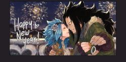 Rule 34 | black hair, blue hair, fairy tail, gajeel redfox, happy new year, levy mcgarden, new year, piercing, rusky, tagme