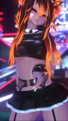 Rule 34 | 1girl, animal ears, animated, ass shake, black hair, bouncing breasts, breasts, curvy, highres, long hair, medium breasts, multicolored hair, orange eyes, orange hair, solo, tagme, thick thighs, thighs, video, vrchat