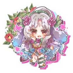 Rule 34 | 1girl, butterfly wings, commentary request, crown of thorns, facial mark, fairy, fairy wings, fire emblem, fire emblem heroes, forehead mark, grey hair, hair vines, insect wings, kinako tadano, nintendo, plant, plant hair, plumeria (fire emblem), red eyes, thorns, vines, white background, wings