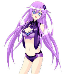 Rule 34 | 10s, 1girl, absurdres, bikini, blue eyes, blush, breasts, cleavage, elbow gloves, female focus, gloves, gust, hair ornament, happy, highres, long hair, mas2000, nepgear, neptune (series), nippon ichi, aged up, open mouth, purple hair, purple sister, solo, swimsuit