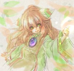 Rule 34 | 1boy, androgynous, bad id, bad pixiv id, facepaint, feather hair ornament, feathers, gem, green eyes, hair ornament, long hair, male focus, popoi (seiken densetsu 2), red hair, sacco, seiken densetsu, seiken densetsu 2, smile, solo, tunic