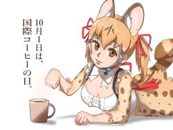 Rule 34 | animal costume, animal ear fluff, animal ears, cat ears, cat girl, cat tail, highres, kemono friends, kemono friends v project, large-spotted genet (kemono friends), long hair, ribbon, simple background, tail, twintails, virtual youtuber, y0whqzz8bkslezl