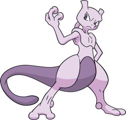 Rule 34 | creatures (company), full body, game freak, gen 1 pokemon, horns, legendary pokemon, looking at viewer, mewtwo, nintendo, no humans, non-web source, official art, pokemon, pokemon (creature), purple eyes, solo, standing, tail, transparent background