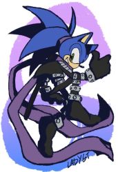 Rule 34 | cosplay, facial mark, full body, furry, furry male, grin, highres, ladygt93, name connection, one-punch man, onsoku no sonic, onsoku no sonic (cosplay), ponytail, scarf, smile, solo, sonic (series), sonic the hedgehog, thumbs up, trait connection