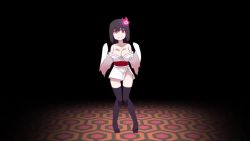 Rule 34 | 1girl, animated, bare shoulders, black hair, bouncing breasts, breasts, cleavage, close-up, ghost girl, jumping, large breasts, no bra, red eyes, short hair, solo, thick thighs, thighs, towa rui, towa rui (artist), towa rui channel, video, virtual youtuber