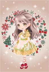 Rule 34 | 1girl, apron, artist name, artist request, blush, bow, breasts, brown eyes, brown hair, cherry, christmas, cross-laced footwear, dress, female focus, floral print, flower print, food, fruit, full body, grey hair, highres, light brown hair, long hair, looking at viewer, love live!, love live! school idol project, minami kotori, miniskirt, orange dress, orange skirt, parted lips, plaid, plaid dress, plaid skirt, platform footwear, pleated, pleated dress, pleated skirt, puffy short sleeves, puffy sleeves, ribbon-trimmed legwear, ribbon trim, short sleeves, skirt, small breasts, smile, snowflake print, snowflakes, solo, sparkle, white apron, yellow eyes