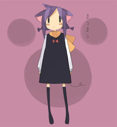 Rule 34 | animal ears, bad id, bad pixiv id, dress, lowres, mouse ears, purple hair, scarf, short twintails, tail, taka, thighhighs, twintails, wine (artist)