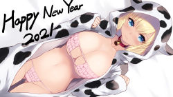 Rule 34 | 1girl, 2021, animal costume, animal hood, animal print, bell, bikini, blonde hair, blue eyes, blush, boku wa tomodachi ga sukunai, breasts, cait aron, chinese zodiac, cleavage, closed mouth, collar, collarbone, commentary, cow costume, cow hood, cow print, cowbell, cowboy shot, dutch angle, english commentary, frilled bikini, frills, gluteal fold, happy new year, highres, hood, hood up, kashiwazaki sena, large breasts, long sleeves, looking at viewer, navel, neck bell, new year, simple background, smile, solo, stomach, swimsuit, thigh gap, white background, year of the ox