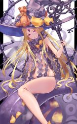 Rule 34 | 1girl, abigail williams (fate), abigail williams (second ascension) (fate), absurdres, black border, black bow, black hat, black panties, blonde hair, border, bow, breasts, convenient censoring, fate/grand order, fate (series), forehead, gore (white gore), hat, highres, hip focus, key, keyhole, legs, long hair, looking at viewer, navel, open mouth, orange bow, panties, parted bangs, polka dot, polka dot bow, red eyes, sitting, small breasts, solo, staff, stuffed animal, stuffed toy, suction cups, teddy bear, tentacles, thighs, third eye, topless, underwear, very long hair, white background, witch hat