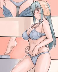 Rule 34 | 00s, 1girl, barefoot, bra, breasts, denim, feet, jeans, large breasts, lingerie, aged up, panties, pants, plump, rozen maiden, silver hair, suigintou, towel, towel on head, tsuda nanafushi, underwear, underwear only, undressing, weighing scale