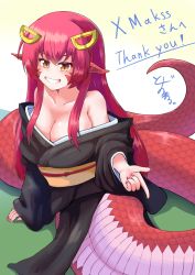 Rule 34 | 1girl, absurdres, bare shoulders, collarbone, commission, commissioner upload, fingernails, hair between eyes, highres, lamia, miia (monster musume), monster girl, monster musume no iru nichijou, nail polish, pelvic curtain, pointy ears, red nails, scales, sidelocks, skeb commission, slit pupils, solo, togenomaru, yellow eyes