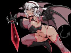 Rule 34 | breasts, clacier burg, demon girl, ideology in friction, large breasts, sword, weapon, wings