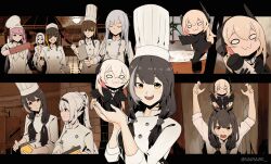 Rule 34 | 6+girls, :3, absurdres, ak-12 (girls&#039; frontline), an-94 (girls&#039; frontline), black hair, blonde hair, brown hair, chef, chef hat, cleaver, closed eyes, commentary, english commentary, flat top chef hat, food, fruit, girls&#039; frontline, grabbing another&#039;s hair, grin, hair over shoulder, hat, heterochromia, highres, holding, holding cleaver, holding food, lemon, long hair, m16a1 (girls&#039; frontline), m4 sopmod ii (girls&#039; frontline), m4 sopmod ii jr, m4a1 (girls&#039; frontline), multiple girls, on head, open mouth, parody, pink hair, ratatouille, red eyes, ro635 (girls&#039; frontline), rolling pin, smile, st ar-15 (girls&#039; frontline), standing on another&#039;s head, twintails, twitter username, variasii, yellow eyes