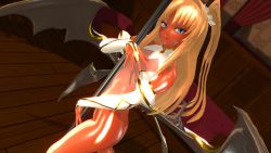 Rule 34 | 1girl, 3d, artist request, ass, bare legs, blonde hair, blue eyes, blush, breasts, cameltoe, curvy, dancing, dark-skinned female, dark skin, fake wings, female focus, fingernails, futaba lili ramses, hair ribbon, highleg, highleg leotard, highres, huge ass, leotard, long hair, looking at viewer, magical girl, pole, pole dancing, ribbon, seductive smile, shiny clothes, shiny skin, skin tight, small breasts, smile, solo, standing, tentacle and witches, thong leotard, twintails, wide hips, wings