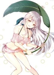 Rule 34 | 1girl, atoatto, bikini, fire emblem, fire emblem: radiant dawn, fire emblem heroes, leaf, looking at viewer, micaiah (fire emblem), nintendo, simple background, smile, solo, swimsuit, white background, white hair