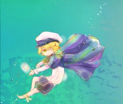 Rule 34 | bandages, blonde hair, eyepatch, hat, male focus, oliver (vocaloid), sailor, sailor hat, short hair, smile, tree, vocaloid, yellow eyes