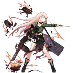 Rule 34 | 1girl, ahoge, belt, black dress, black footwear, black nails, black skirt, boots, buckle, clenched teeth, collarbone, cross, cross-laced footwear, cross earrings, damaged, dress, drone, drumsticks, earrings, fire, full body, general-purpose machine gun, girls&#039; frontline, glaring, green jacket, gun, hand up, heavy machine gun, holding, holding drumsticks, holding gun, holding weapon, injury, jacket, jewelry, jong tu, lace-up boots, leather, leather choker, leather wrist straps, light brown hair, long hair, long skirt, looking afar, machine gun, multiple earrings, multiple rings, nail polish, necklace, o-ring, off shoulder, official alternate costume, official art, open clothes, open jacket, parted lips, pink hair, pointing, punk, red eyes, ring, rocker-chic, side slit, sidelocks, skirt, solo, standing, teeth, thigh strap, torn clothes, torn dress, transparent background, type 80 (girls&#039; frontline), type 80 (steel butterfly) (girls&#039; frontline), type 80 machine gun, very long hair, weapon, weapon case, wind, wrist straps