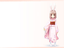 Rule 34 | animal ears, highres, japanese clothes, jirou (chekoro), kimono, original, rabbit ears, solo, u-tan, wallpaper