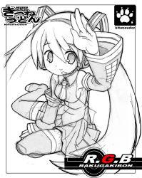 Rule 34 | 1girl, greyscale, hatsune miku, kitsune choukan, monochrome, smile, solo, thighhighs, twintails, vocaloid