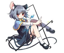 Rule 34 | 1girl, animal ears, dated, dowsing rod, eyebrows, highres, jewelry, kozakura (dictionary), looking at viewer, mary janes, mouse ears, mouse tail, nazrin, open mouth, pendant, red eyes, shoes, short hair, silver hair, sitting, solo, tail, touhou