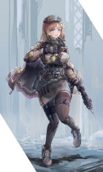 Rule 34 | 1girl, absurdres, blonde hair, blue eyes, boots, cyberpunk, highres, holding, holding pocket watch, hololive, hololive english, looking at viewer, pocket watch, shadow, solo, test tube, thighhighs, virtual youtuber, vyragami, watch, watson amelia
