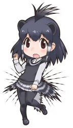 Rule 34 | 1girl, african porcupine (kemono friends), black eyes, black hair, kemono friends, looking at viewer, lowres, necktie, official art, open mouth, short hair, simple background, solo, tachi-e, yoshizaki mine
