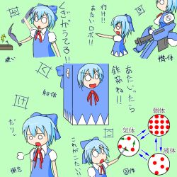 Rule 34 | circled 9, 1girl, chemical structure, chibi, cirno, female focus, piromay, science, touhou, translation request